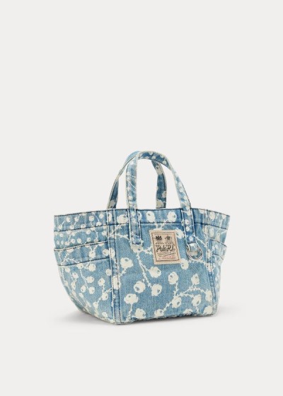 Women's Polo Ralph Lauren Denim Floral Mini Tote Bags | 570146FAZ